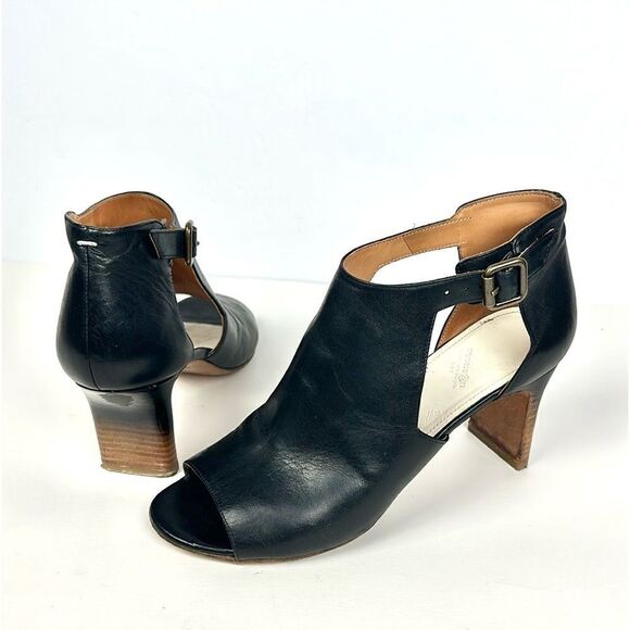 Maison Martin Margiela Black Leather Ombre Heels Open Toe Side Buckle Italy 39 - Picture 3 of 16